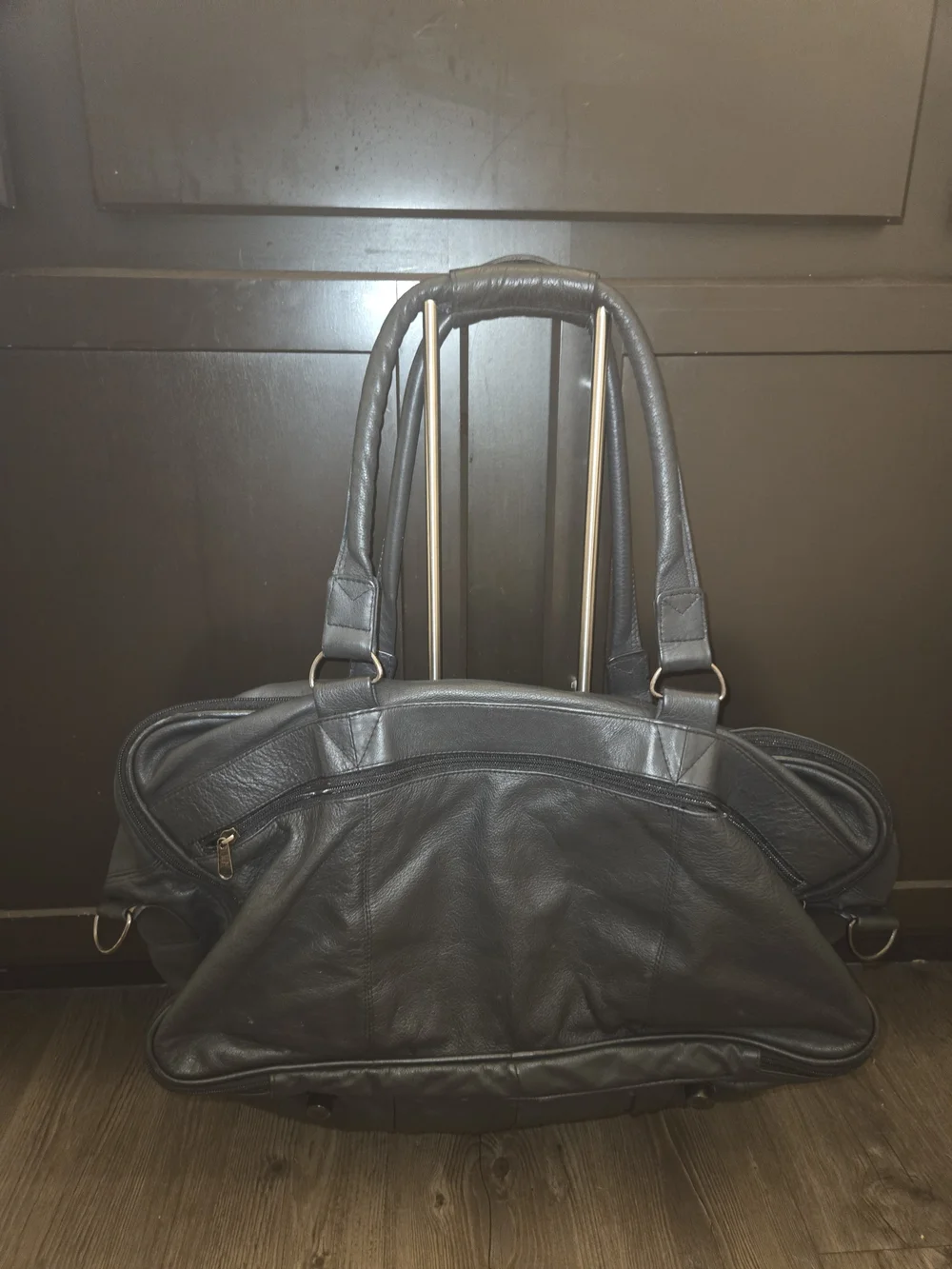 Tommy Hilfiger Black Leather Weekend Duffel Bag